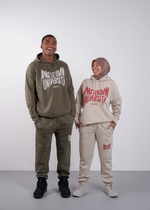 Hoodie uniseks met het unieke  Amsterdam University logo Desert Dust beige