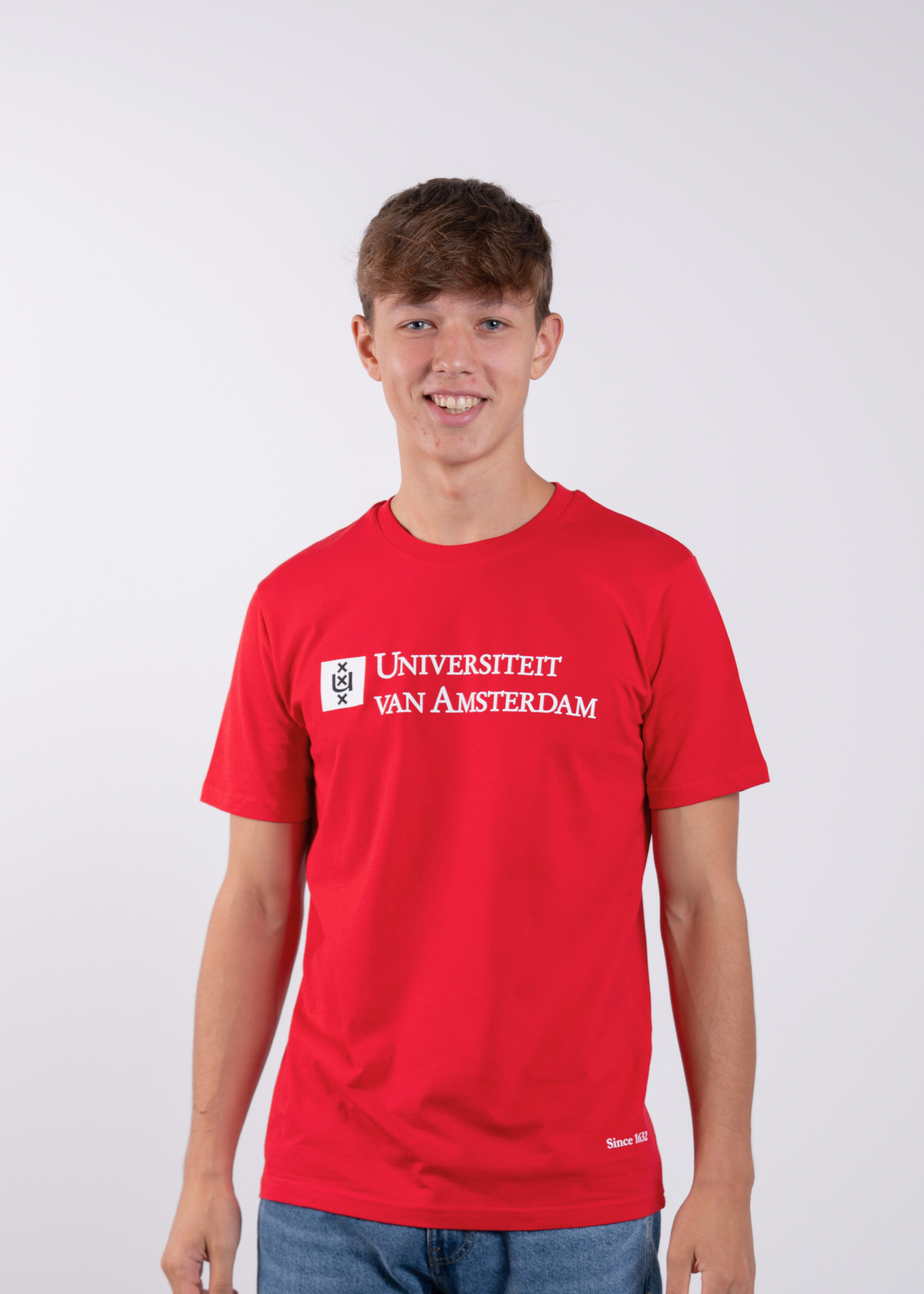 T-shirt uniseks korte mouwen met het Universiteit van Amsterdam logo in meerdere kleuren