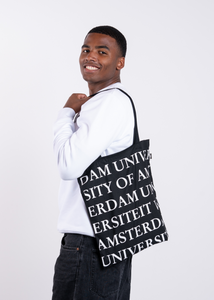 Linnen Universiteit van Amsterdam tote bag zwart-wit