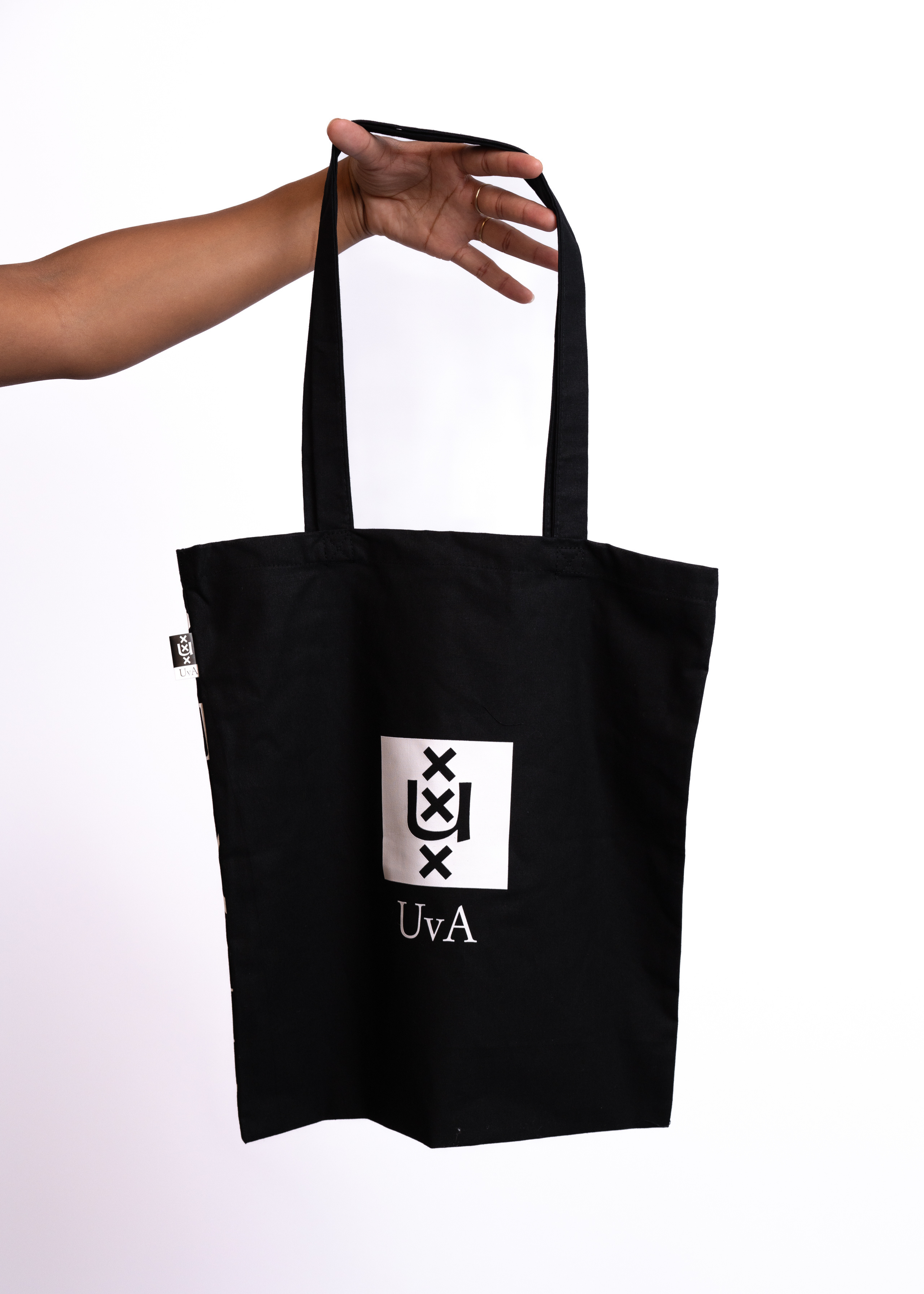 Linnen Universiteit van Amsterdam tote bag zwart-wit