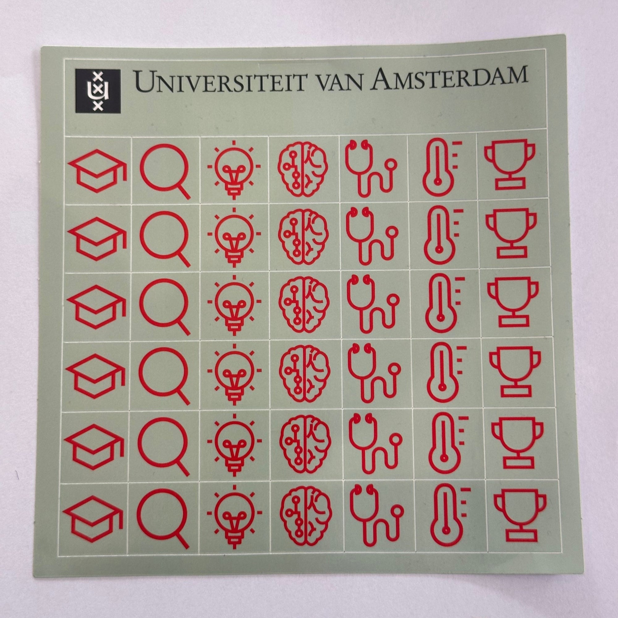 Sticker sheets with UvA icons