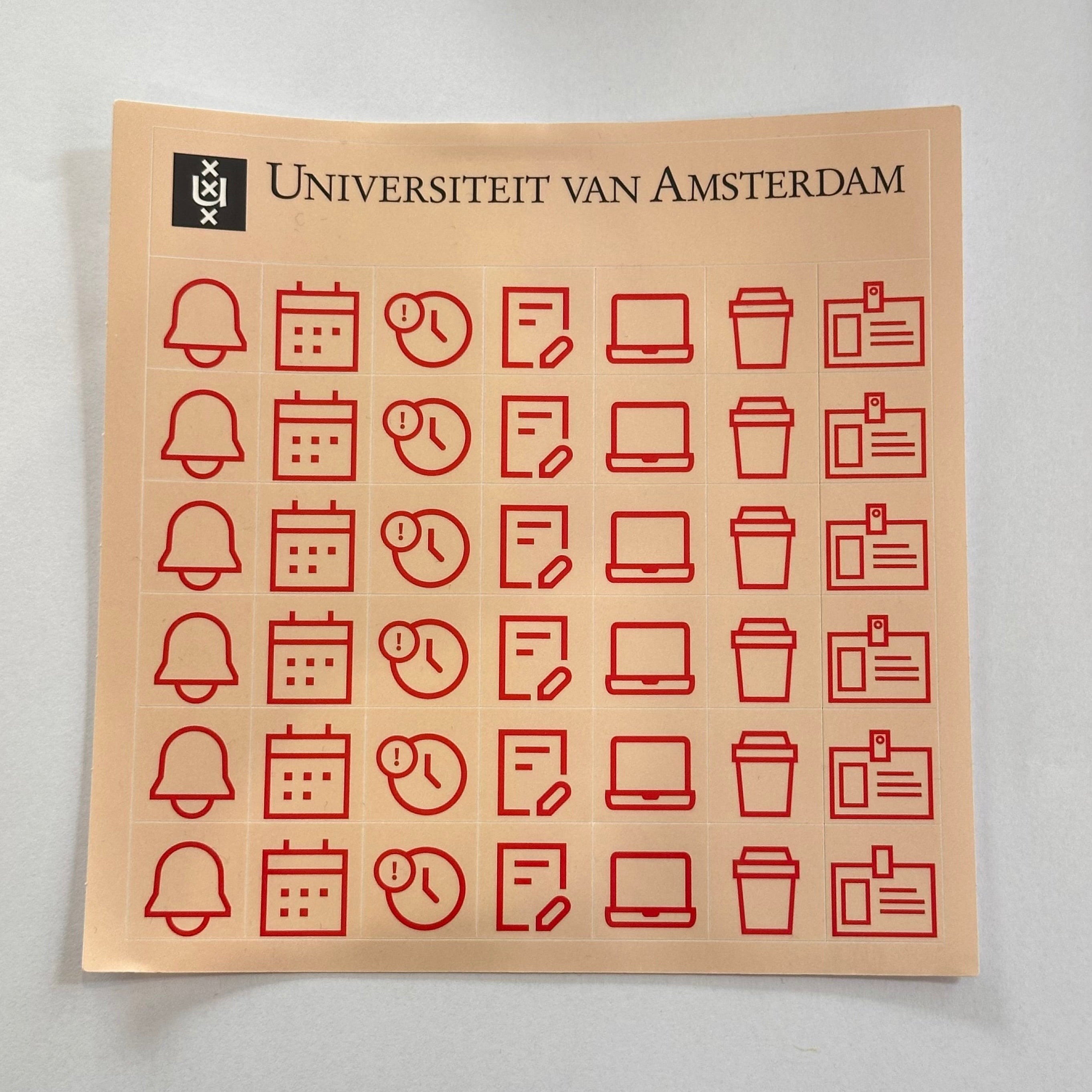Sticker sheets with UvA icons