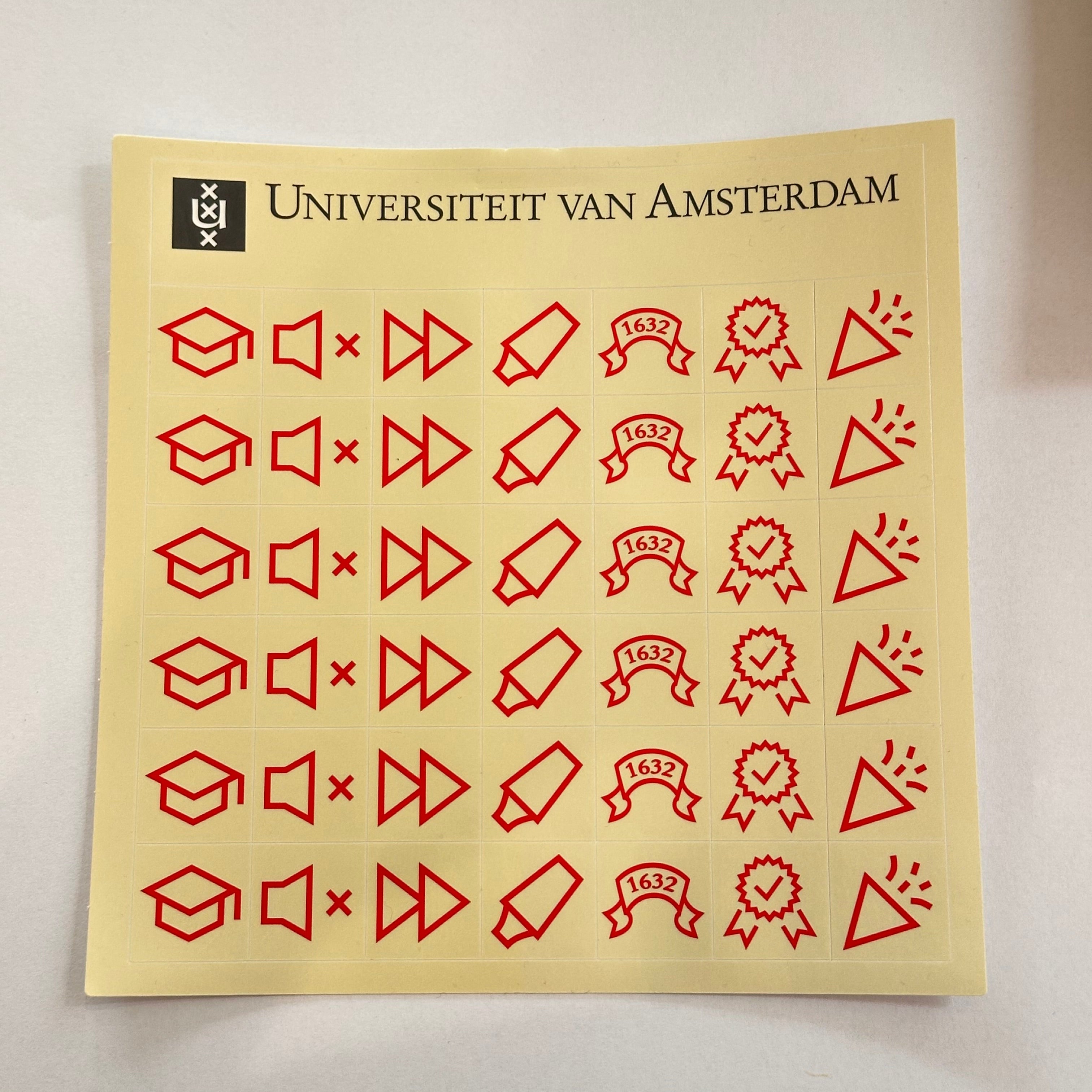 Sticker sheets with UvA icons