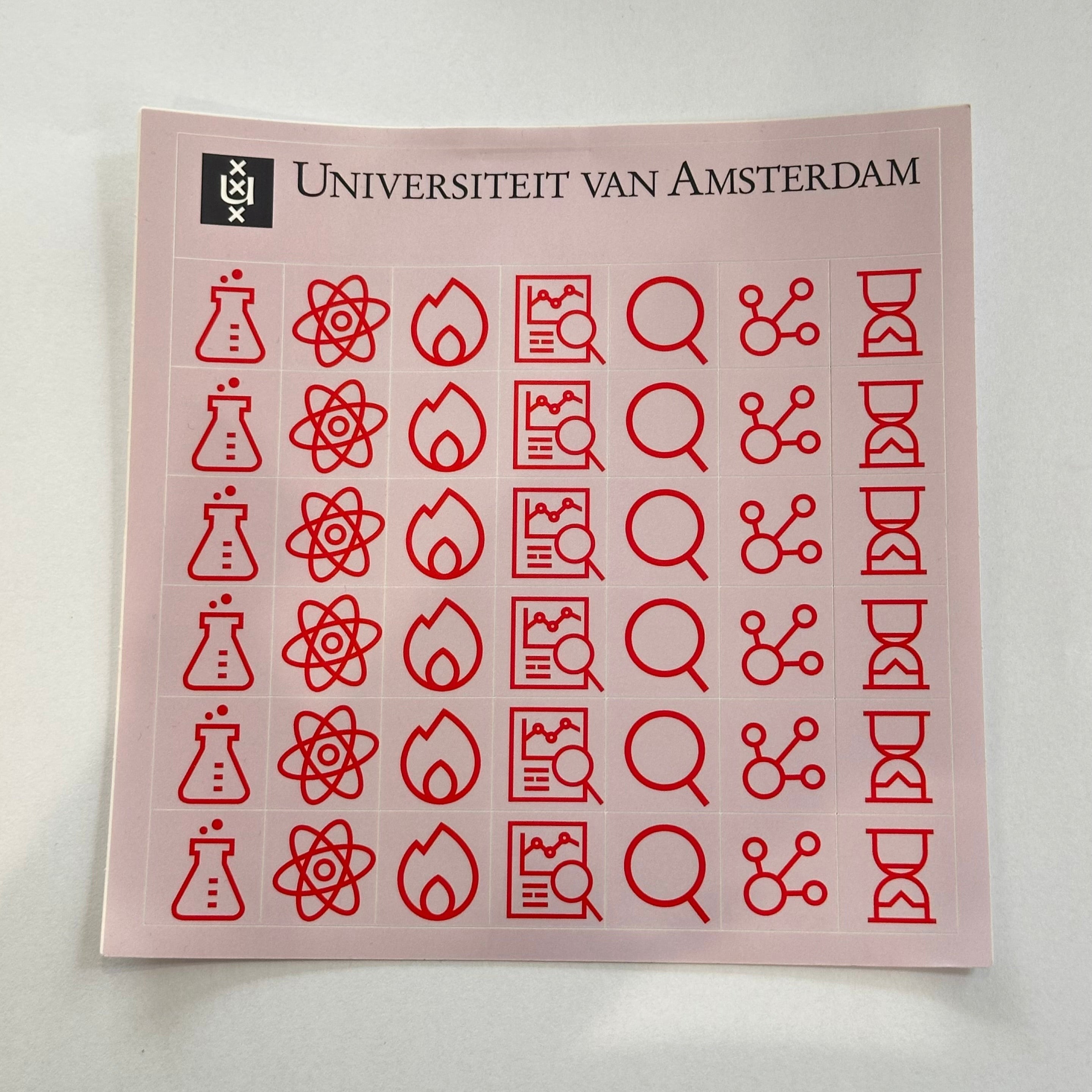 Sticker sheets with UvA icons