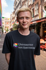 Unisex T-shirt with the University of Amsterdam Pride logo